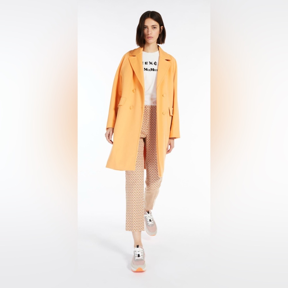NWT [MaxMara] Weekend Women's Double-Breasted Light Coat Jacket Orange Women’s S - Picture 3 of 12